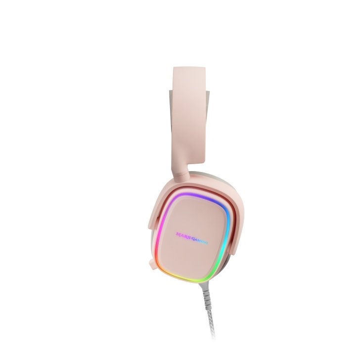 Headset Mars Gaming Mhax Pink Jack 3.5mm Altavoces Hi-fi De 53mm Microfono Extraible Iluminacion Rgb Compatible Ps4, Xbox, Sw