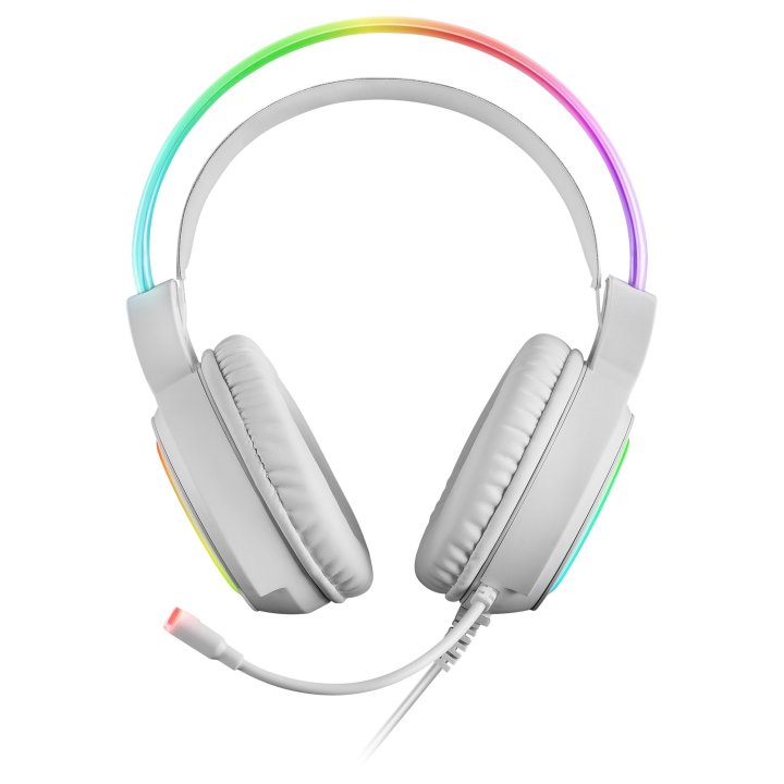 Headset Mars Gaming Mhrgb White Jack 3.5mm Iluminacion 360º Chroma Sonido Ultra-bass 3d Micro Abatible Con Cancelacion De Rui