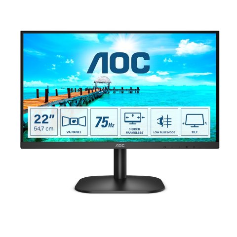 Monitor 22" Hdmi Vga Aoc 22b2h eu Va Fhd 75hz 4ms Vesa 100x100 Negro