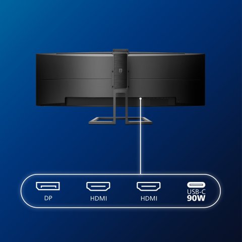 Monitor 49" Curvo Usb-c Dp Hdmi Philips 499p9h 00 Ips 5120x1440 70hz 5ms 450cd 1800r Webcam Vesa 100x100