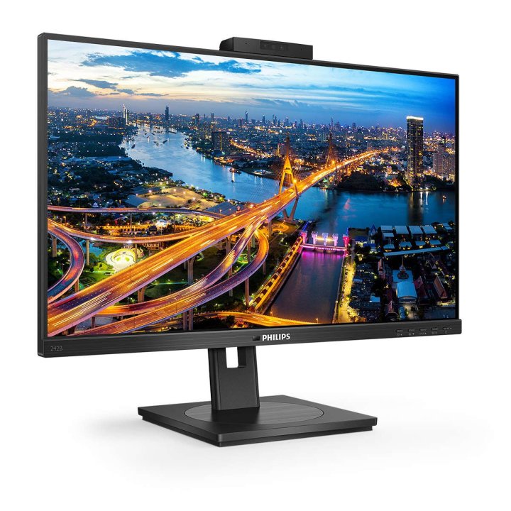Monitor 24" Dp Hdmi Dvi-d Vga Philips 242b1h 00 Ips Fhd 75hz 4ms 300cd Vesa 100x100 2x2w Webcam Negro