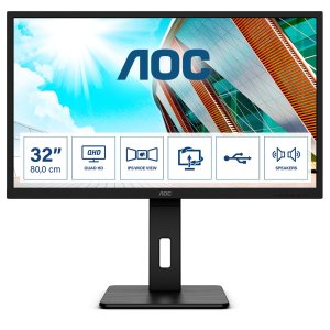 Monitor 32" Dp Hdmi Aoc Q32p2 Ips Qhd 2560x1440 75hz 1ms Vesa 100x100 4xusb Negro
