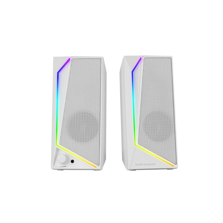Altavoces 2.0 Mars Gaming Ms72w White 15w Jack 3.5mm Iluminacion Rgb Control De Volumen Entrada Jack