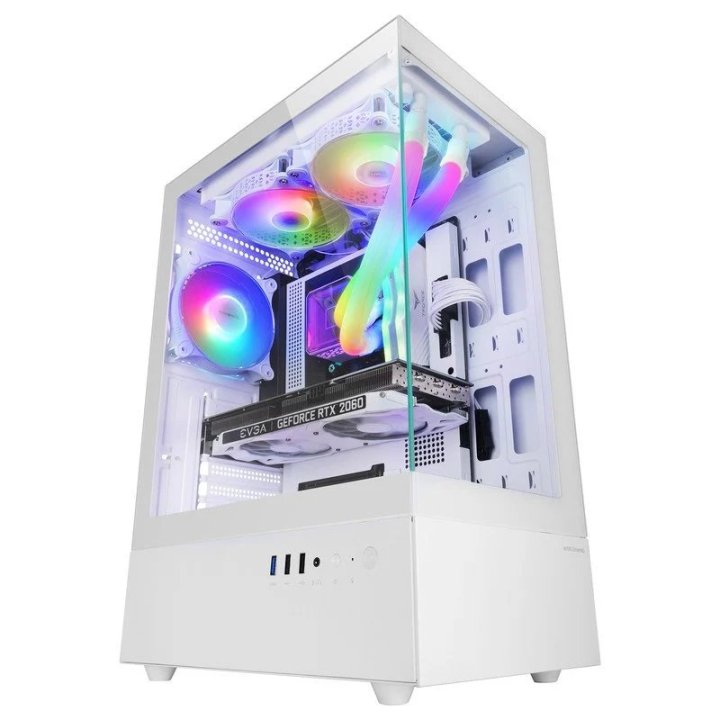 Caja Atx Semitorre Gaming Mars Gaming Mcxo Doble Cristal Templado Argb Gpu 328mm 1x3.5 3x2.5 Blanco