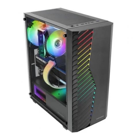 Caja Atx Semitorre Gaming Mars Gaming Mcvolt Ventana Cristal Templado Argb Gpu 327-267mm 2x3.5 2x2.5 Negro