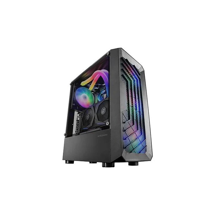 Caja Atx Semitorre Gaming Mars Gaming Mc-tor Black Frontal Con 3 Ventiladores Frgb De 120mm Ventana Laeral Completa Sin Fuent