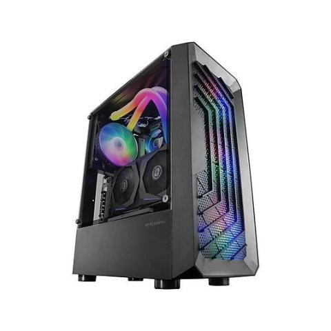 Caja Atx Semitorre Gaming Mars Gaming Mc-tor Black Frontal Con 3 Ventiladores Frgb De 120mm Ventana Laeral Completa Sin Fuent