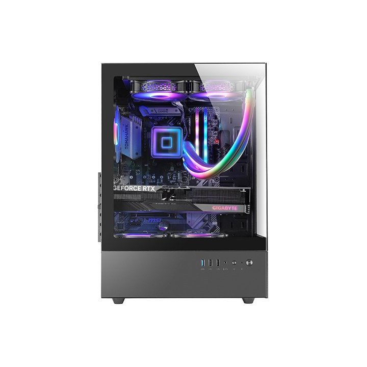 Caja Atx Semitorre Gaming Mars Gaming Mcxo Doble Cristal Templado Argb Gpu 328mm 1x3.5 3x2.5 Negro