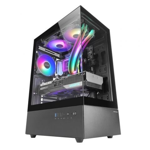Caja Atx Semitorre Gaming Mars Gaming Mcxo Doble Cristal Templado Argb Gpu 328mm 1x3.5 3x2.5 Negro