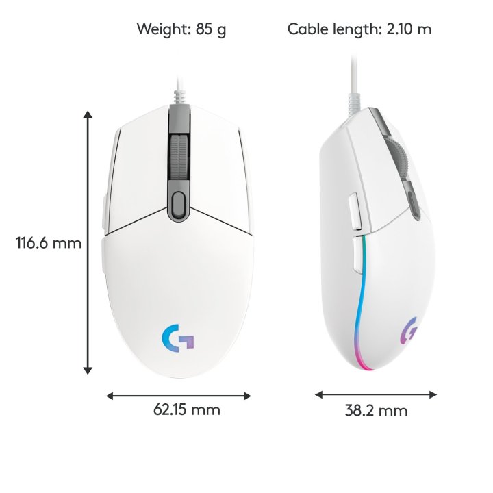 Mouse Logitech G203 Lightsync Rgb 8000dpi 6 Botones Color Blanco