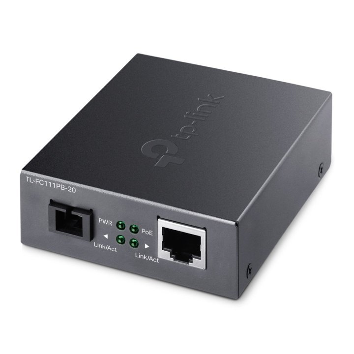 Convertidor De Fibra Tp-link Fc111pb-20 Single-mode Sc Wdm Bidireccional De 1p Rj45 10 100 Poe A 1p Sc Port 100mbps