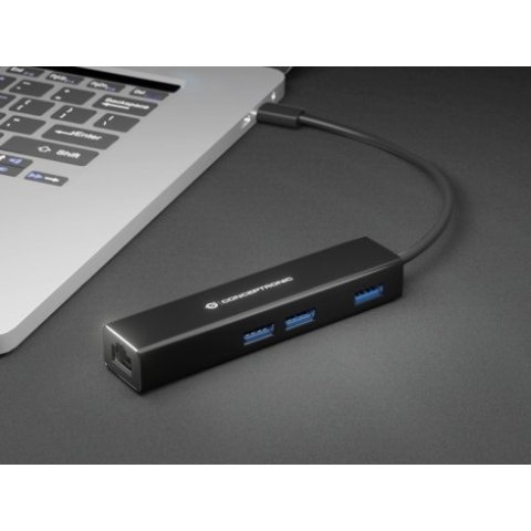 Adaptador Usb-c A Gigabit Ethernet Rj45 Conceptronic Con Hub Usb 3.0 3 Puertos