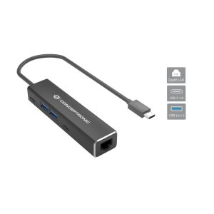 Adaptador De Red Usb-c A Gigabit Ethernet Rj45 Conceptronic Con Hub Usb 3.2 2 Usc-c 2p Usb-a 2