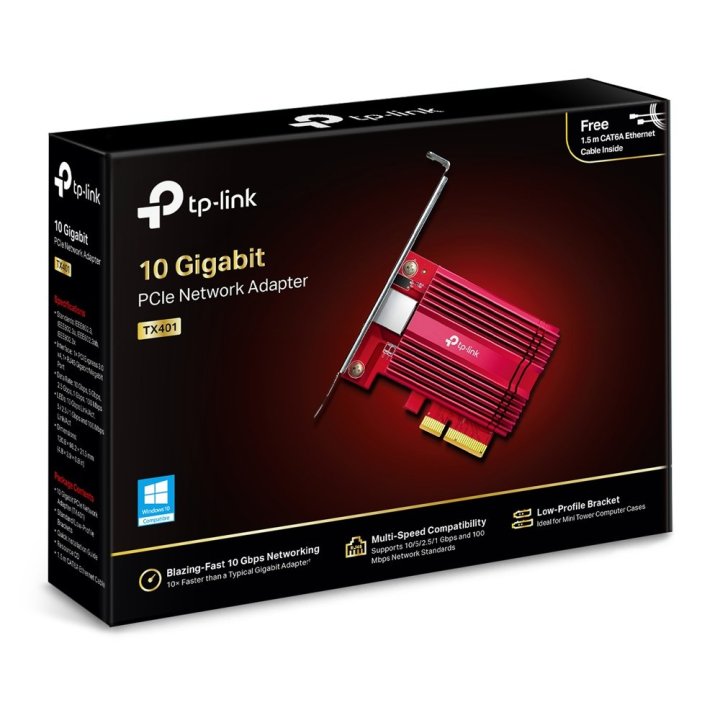 Tarjeta De Red Pcie 10gigabit Tp-link Tx401 Incluye Soporte Estandar Y De Perfil Bajo