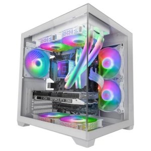 Caja Microatx Cube Mars Gaming Mc-view2w Blanca Cristal...