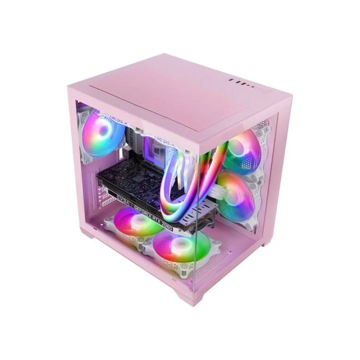 Caja Microatx Cube Mars Gaming Mc-view2p Rosa...