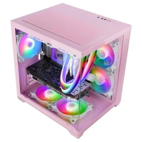 Caja Microatx Cube Mars Gaming Mc-view2p Rosa...