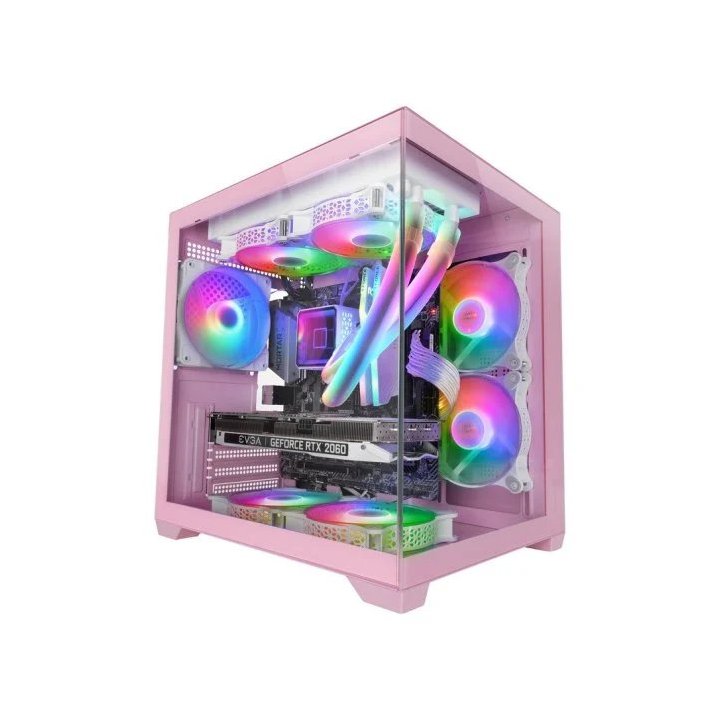 Caja Microatx Cube Mars Gaming Mc-view2p Rosa Cristal Continuo Gpu 330mm 1x3.5 3x2.5 