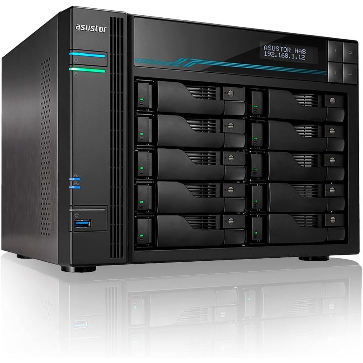 Servidor Nas Asustor Lockestor Pro As7110t 10 Bahias Intel 9th Xeon E-2224 Quad 3.4ghz 8gb 2x2.5gbe 2x10gbe Raid 0,1 Jbod Sat