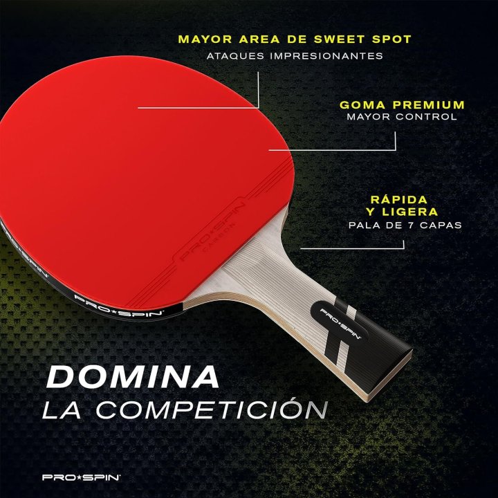 Pala De Ping Pong Pro-spin Premium Fibra De...