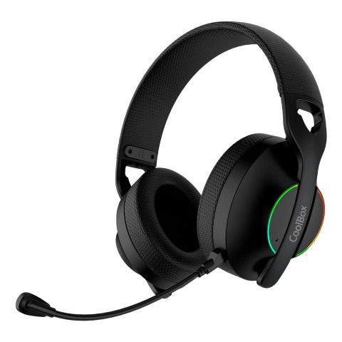 Headset Bluetooth Coolbox Wb01 Rgb Negro Bt 5.4 2.4ghz Jack 3.5mm Usb-a Y Usb-c 