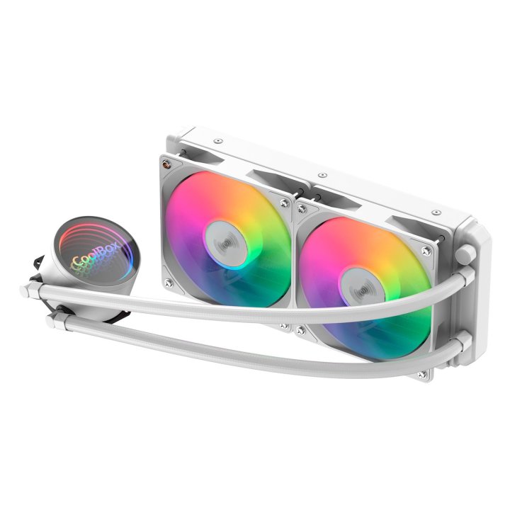 Sistema De Refrigeracion Liquida Coolbox Infinite Liquid240 Argb Intel Y Amd Tdp 250w Bomba 2600rpm 2x120mm Blanco