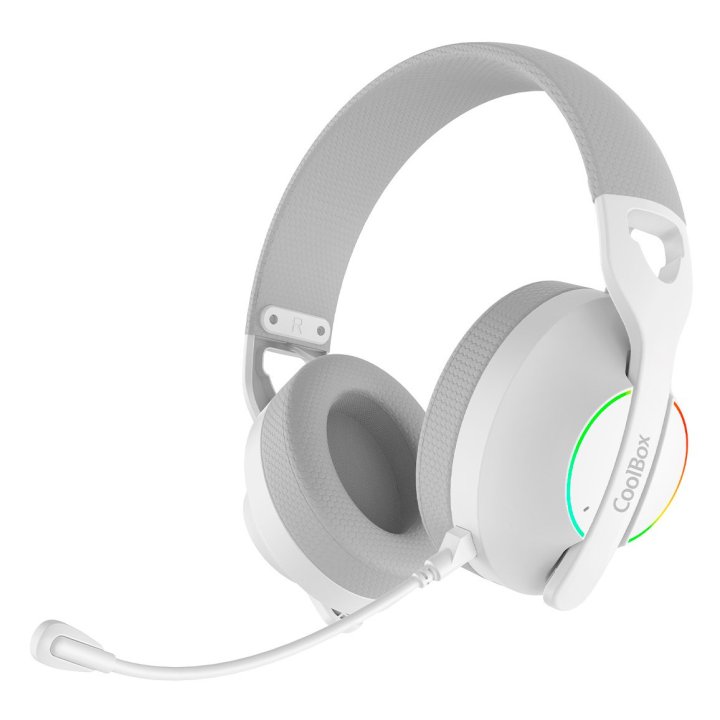 Headset Bluetooth Coolbox Wb01-b Rgb Blanco Bt 5.4 2.4ghz Jack 3.5mm Usb-a Y Usb-c 