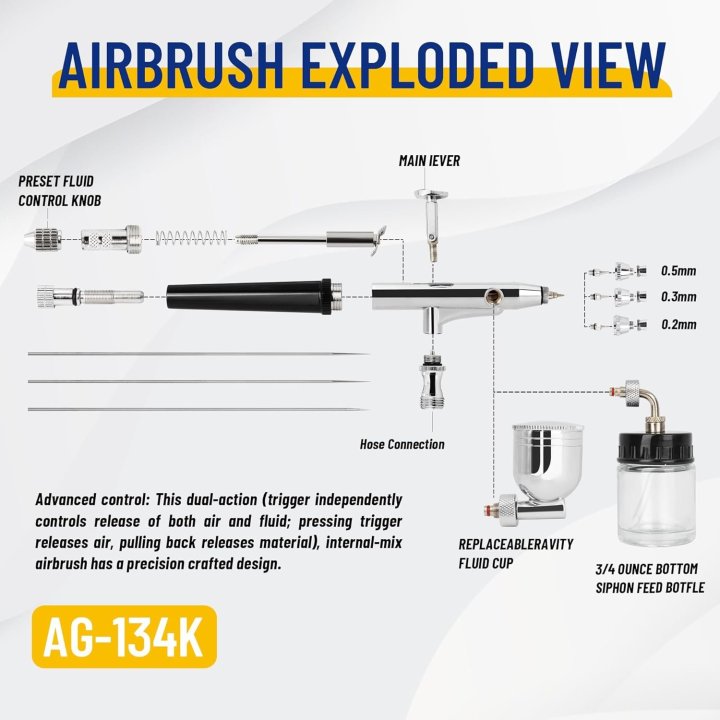 Kit Pistola De Aerografo Fengda Fe-134k Con...