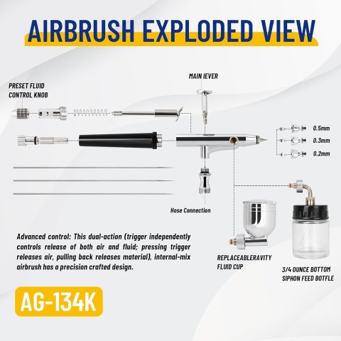 Kit Pistola De Aerografo Fengda Fe-134k Con...