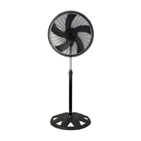 Ventilador De Pie Agudo Negro 3 Velocidades 65w 5 Aspas Oscilante Y Rotatorio Regulable