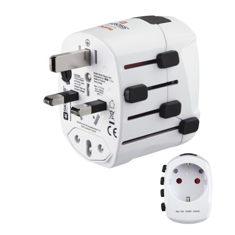 Adaptador De Viaje Hama De 3 Clavijas Hasta 150 Paises