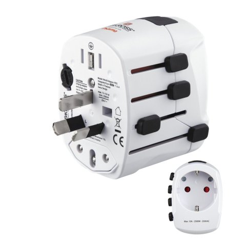 Adaptador De Viaje Hama De 3 Clavijas Hasta 150 Paises