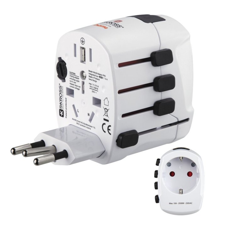 Adaptador De Viaje Hama De 3 Clavijas Hasta 150 Paises
