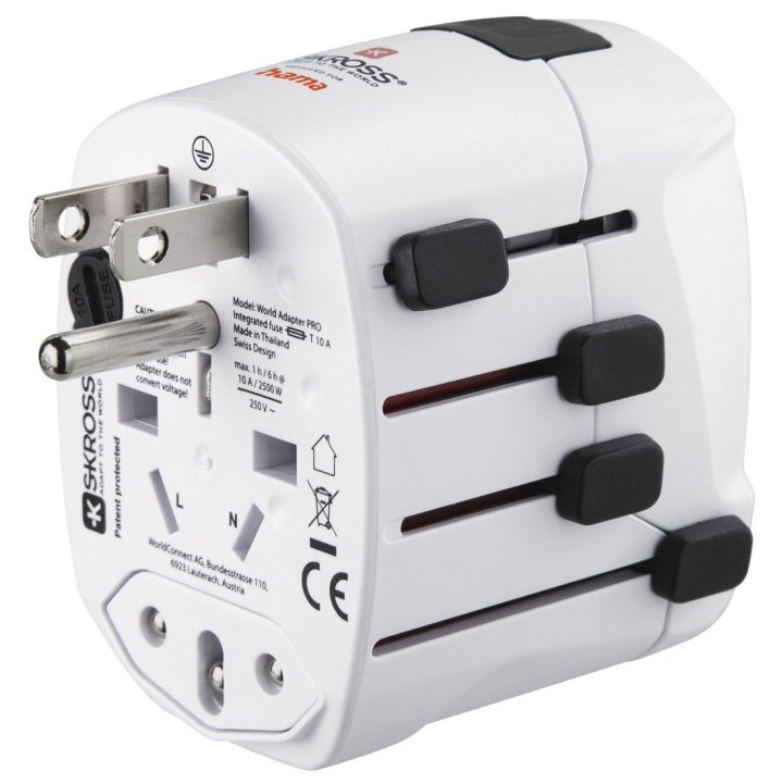 Adaptador De Viaje Hama De 3 Clavijas Hasta 150 Paises