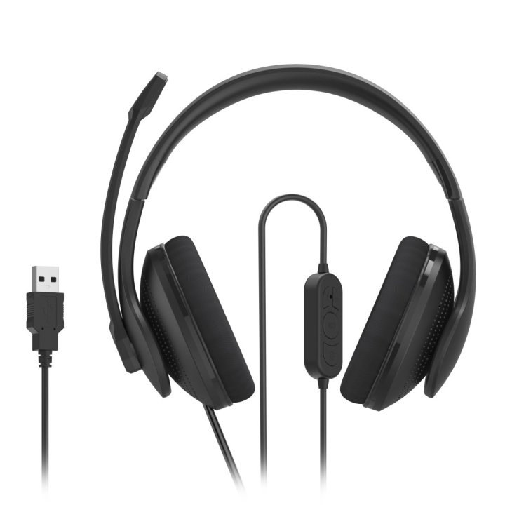 Headset Hama Hs-usb300 V2 Usb Estero Cable 2m Color Negro 