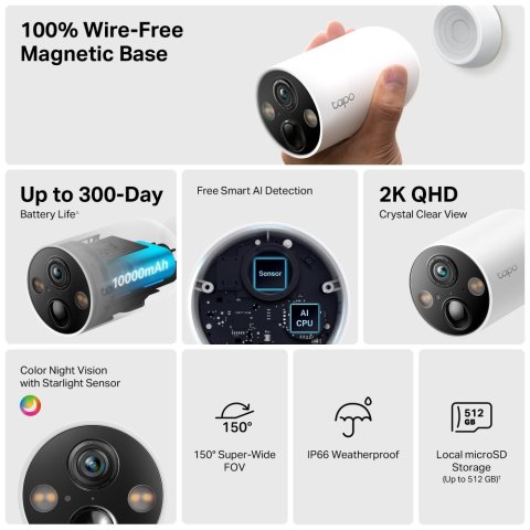 Camara Ip Exterior Wifi Con Bateria Tp-link...