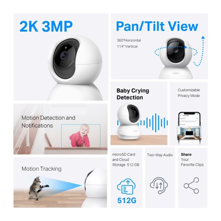 Camara Ip Wifi Tp-link Tapo Tc71 Pan Tilt 2k...