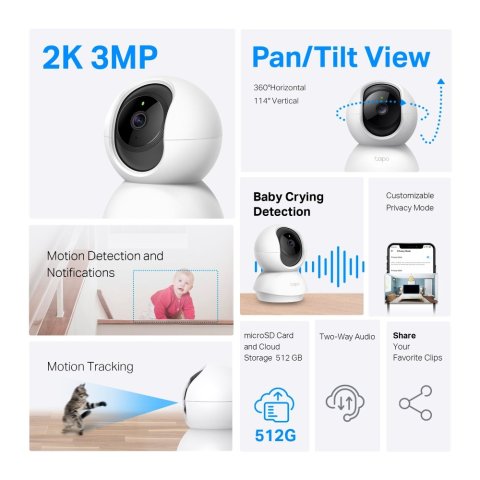 Camara Ip Wifi Tp-link Tapo Tc71 Pan Tilt 2k...