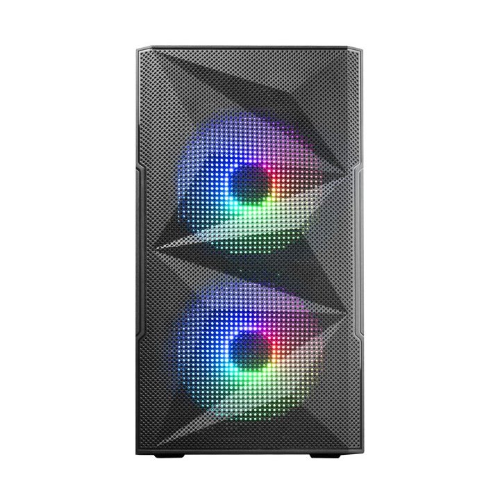 (km0) Caja Microatx Gaming Mars Gaming Mc-me Black Frontal Mesh Con 2 Ventiladores Frgb 120mm Lateral De Cristal Templado Cas