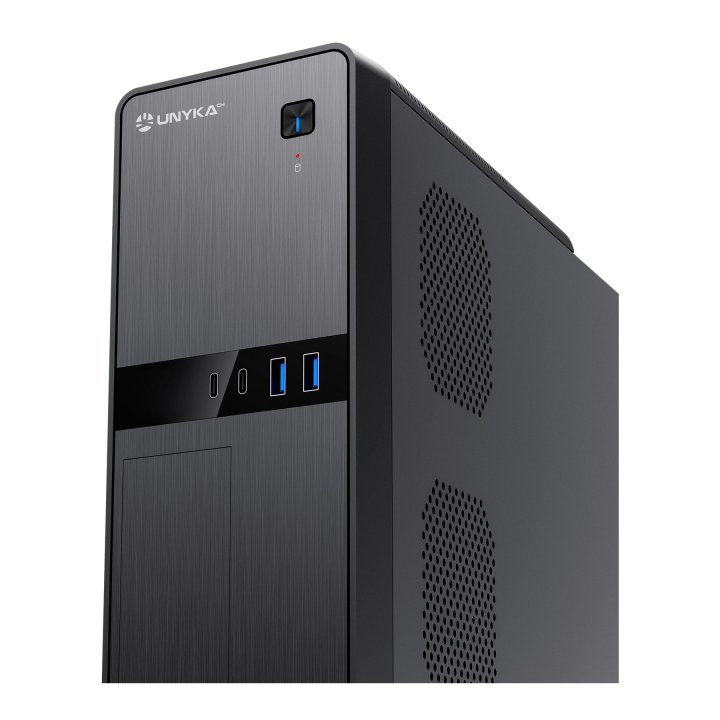 (km0) Caja Micro Atx Slim Unyka Uk2011 Type C Diseño Compacto Fuente Sfx 450w Formato Horizontal Vertical Color Negro Cash30