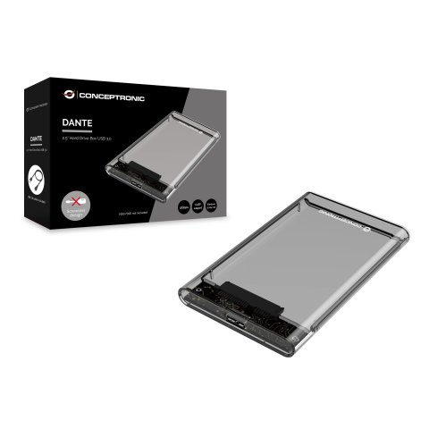 Caja Externa 2.5" Usb 3.0 Conceptronic Usb 3.0 Sata Transparente Sin Tornillos Dante03t