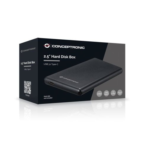 Caja Externa 2.5" Conceptronic Hde02b Hd Sata 2.5" Usb-c Usb 3.1 Color Negro
