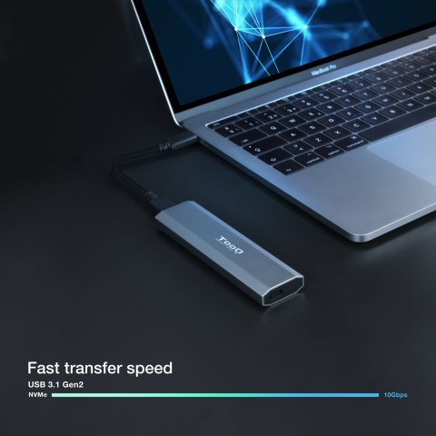 Caja Externa M.2 Usb-c Tooq Tqe-2223g Para M.2 Ngff nvme Usb 3.1 Gen2 Gris