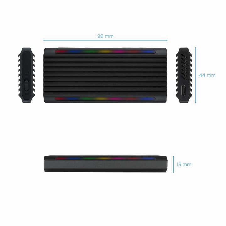 Caja Externa M.2 Usb-c Tooq Tqe-2222b Para M.2 Ngff nvme Usb 3.1 Gen2 Usb-c Negro