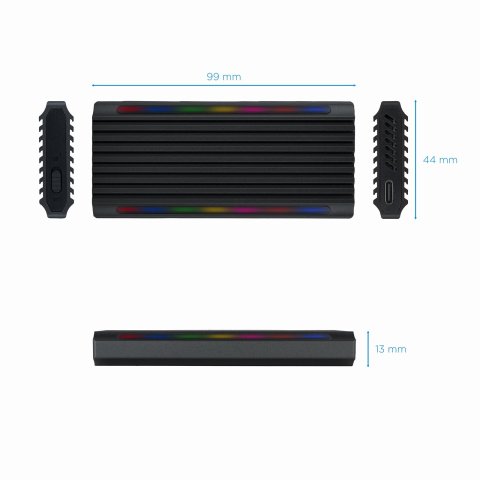Caja Externa M.2 Usb-c Tooq Tqe-2222b Para M.2 Ngff nvme Usb 3.1 Gen2 Usb-c Negro