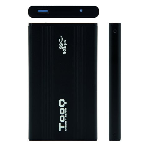 Caja Externa 2.5" Usb 3.0 Tooq Tqe-2524b Para Hd De Hasta 9,5 Sata Usb 3.0 3.1 Gen1 Negra