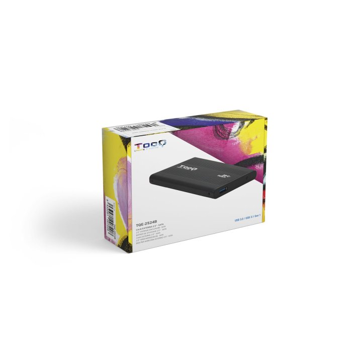 Caja Externa 2.5" Usb 3.0 Tooq Tqe-2524b Para Hd De Hasta 9,5 Sata Usb 3.0 3.1 Gen1 Negra