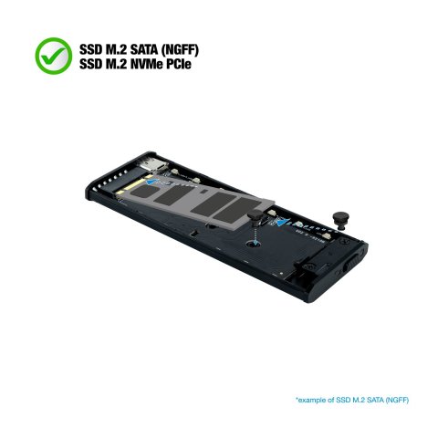 Caja Externa M.2 Usb-c Tooq Tqe-2221g Para M.2 Ngff nvme Usb 3.1 Gen2 Usb-a Gris