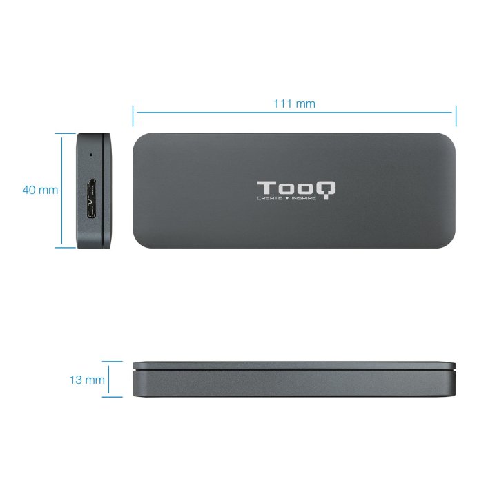 Caja Externa M.2 Usb-c Tooq Tqe-2281g Para M.2 Ngff Usb 3.1 Gen1 Gris