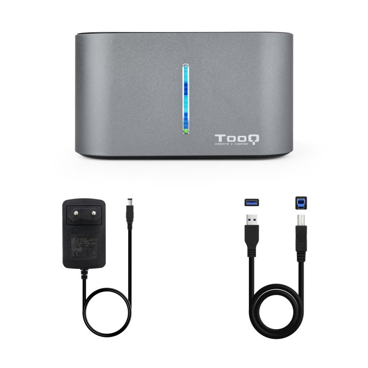 Docking Station Tooq Tqds-802dw 2,5" 3,5" Sata Usb 3.1 Funcion Clonación Gris